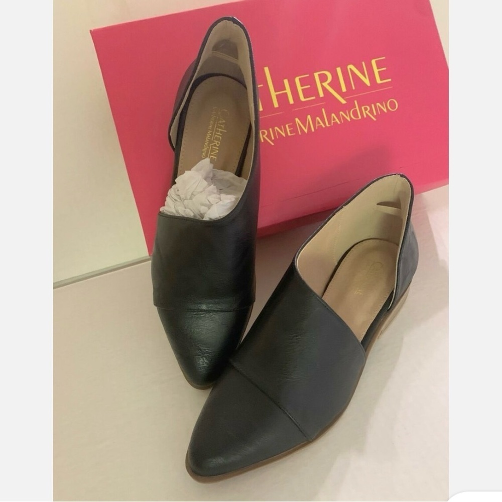 Catherine Malandrino Black Leather Slip-On Shoes